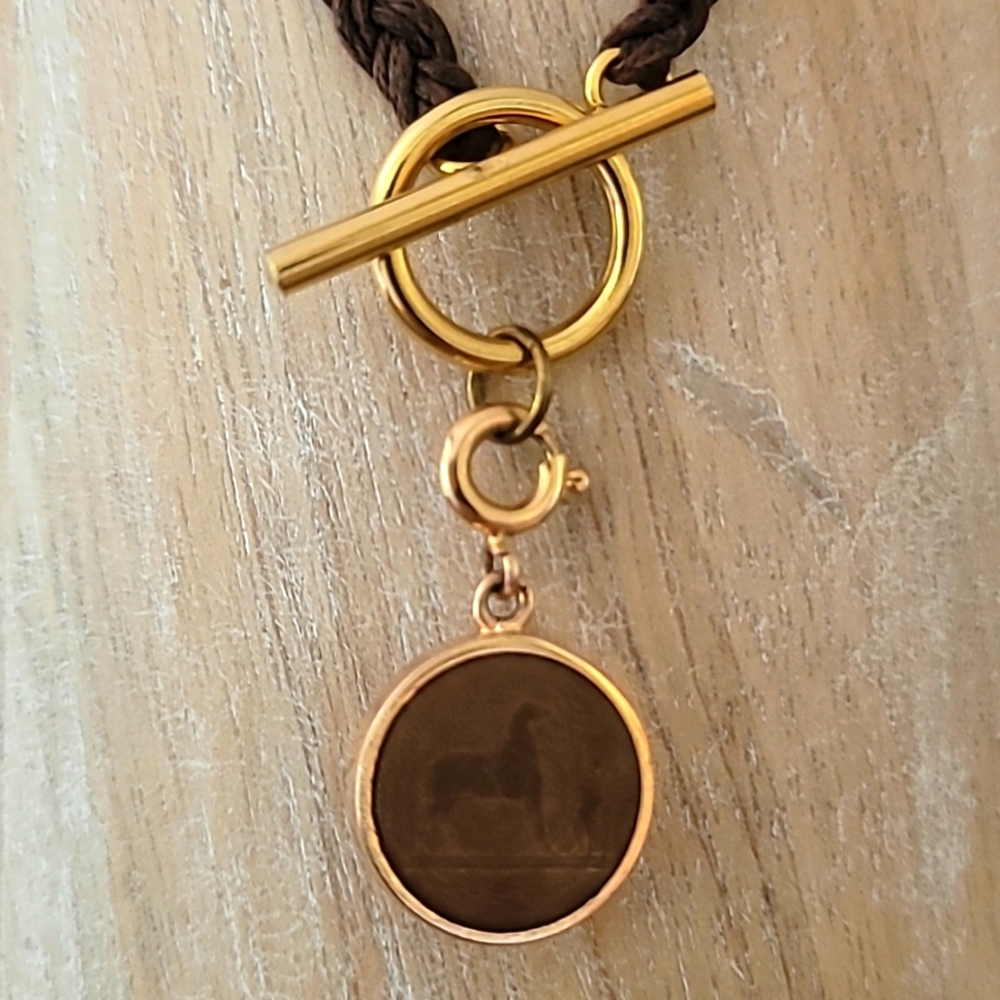 AUTHENTIC Hermes Charm on Equestrian Theme Necklace